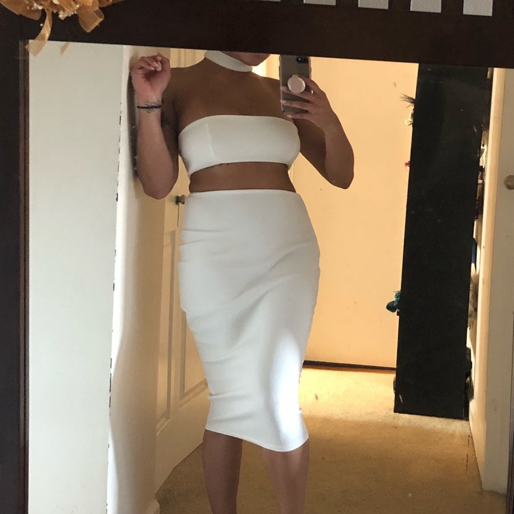 White Bandeau Choker Dress
